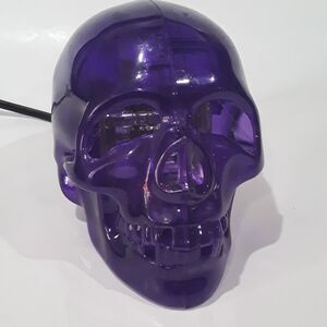 Halloween Strobe Light Up Purple Skull Haunted House , see Video